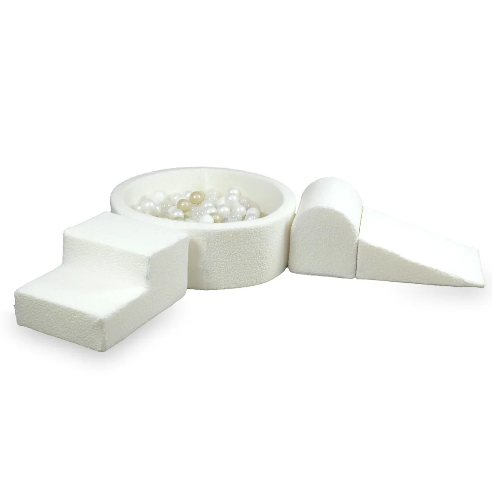 Set mit Elementen und Bällebad, 90 x 30 cm, Bouclé, Weiß, Mimii