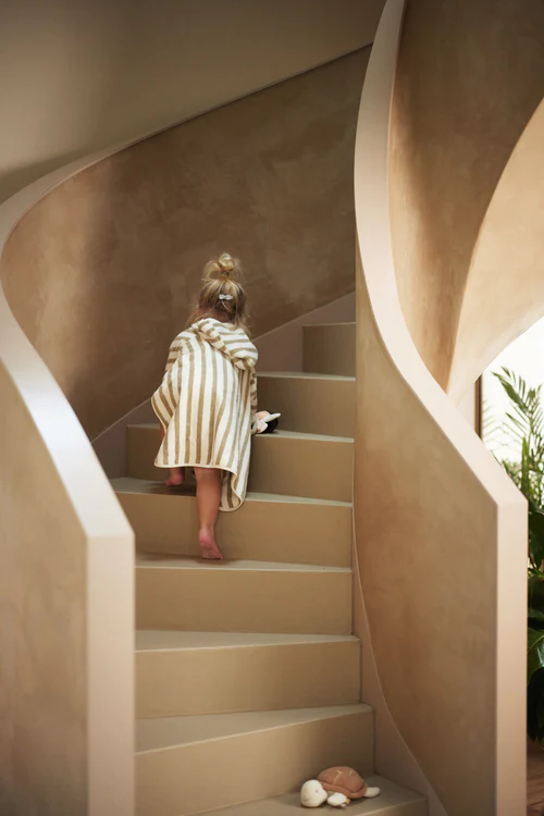 Stripe Terry Badeponcho Olivgrün – Jollein – Bild 5