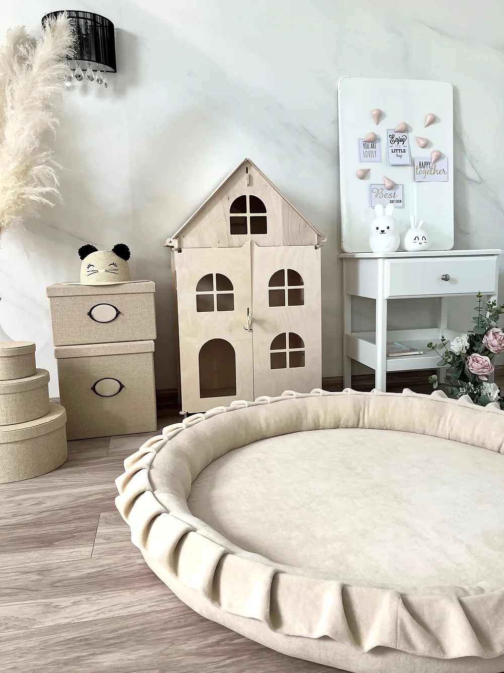 Ecrufarbenes Spielnest aus weichem Samt – MOJE – Bild 4